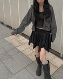 Hota Tiered Shirring Span Mini Skirt