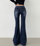 Cooling Low Rise Back Pocket Span Bootcut Denim Pants