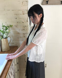Mite Jacquard Short Sleeve Blouse