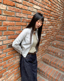 Muhi No Collar Neck Strap Two-Button Two-Pocket Crop Jacket