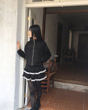 Pobo suede velvet lace tiered mini skirt