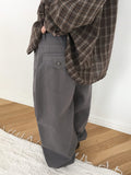 Charne Herringbone Wide Cotton Pants