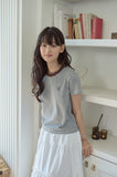 Falling Cat Stripe Crop Short Sleeve Tee