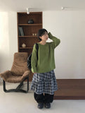 Dakonme Frill Check Banding Midi Skirt