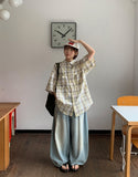 Huchi Summer Washing Denim Balloon Wide Pants