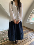 Pearlenny Banding Frill Balloon Long Skirt