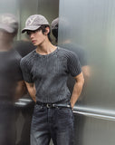 Washed Rib Muscle Fit Short Sleeve Knit