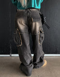 (UNISEX) Vintage Deki Washing Cargo Denim Pants