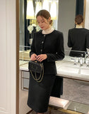 Newriel Wool Tweed H-Line Midi Skirt