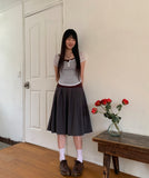 Naun Flower Round Button Short Sleeve T-Shirt