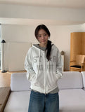 Femme Star Printing Hood Zip-Up