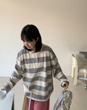 Chopin stripe collar long sleeve tee