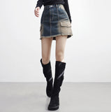 Lane Cargo Denim Skirt