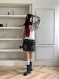 Poltz y2k Pleats Mini Denim Skirt