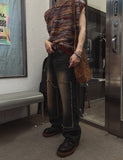 Western wide double knee denim