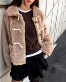 Ending Collar Pocket Duffle Wool Fluffy Fur Jacket