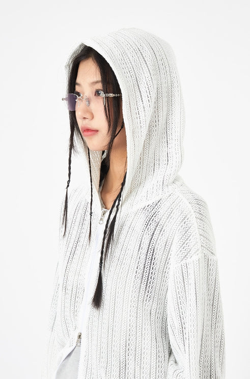 【Raucohouse】Lace summer 2-way hood zip-up Lace summer 2-way hood zip-up - Raucohouse | 60% - Asian