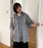 [unisex] Vults Vintage Over Check Hood Shirt