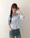 KN Crop Stripe Slim Shirt