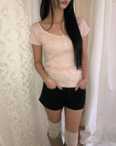 Houn Deep U-Neck Short Sleeve T-Shirt