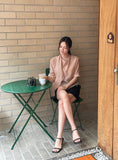 Tiamo Linen High Waist Double Button Shorts