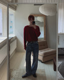 Janen Washed Flare Wide Denim