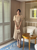 Endel Puff Jacquard Flare Long One Piece