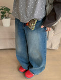 Luaz Washing Wide Denim Pants