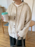 Sanco Two Button Hood Over Wool Knit Cardigan