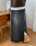 Peuhen Washing Denim Long Skirt