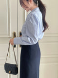 Nancy Stripe Puff Shirt Blouse