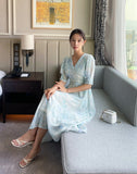 Teilrin Chiffon Shirred Long One Piece