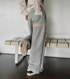 Fire embroidered string training pants