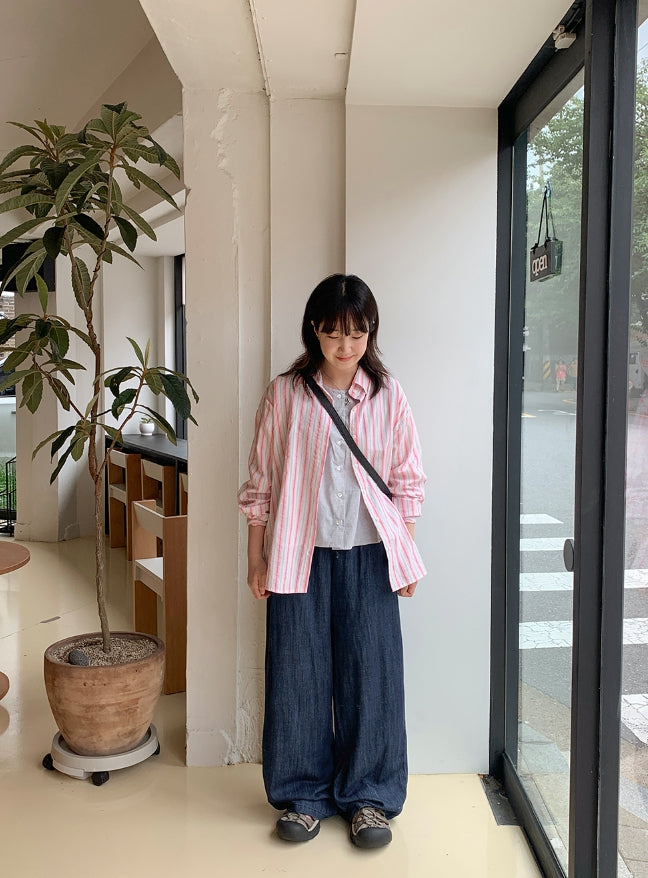【BAON】Nenbi banding wide denim pants BAON (バオン) - ネンビバンディングワイドデニムパンツ / Nenbi