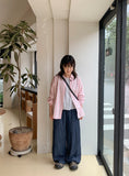 Nenbi banding wide denim pants