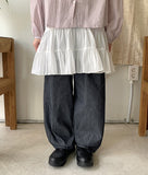 Muju Tiered Banding Mini Skirt