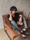 Lujin cat brush washed denim