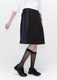 Side bow pleats midi skirt