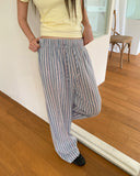 Shudi Stripe Banding Long Wide Pants