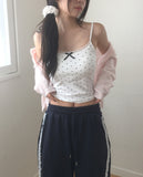 Eder Dot Ribbon Lace Cap Sleeveless