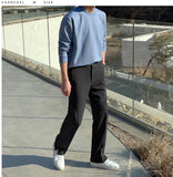 Tension slit semi-wide slacks