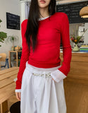 Fruit Back Twist Rib Knit Long Sleeve