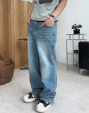 Record semi-flare denim pants
