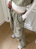 Tabe Shirring Jogger Nylon Vest Pants Set-up Pants