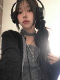 Doobie Soft Fur Button Long Sleeve Cardigan