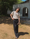 Sunday linen two-tuck wide pants