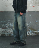 DART BRUSH WIDE DENIM PANTS