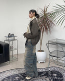 Heads oversized fit leather jacket