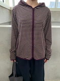 Leshu Stripe Fleece Zip-Up Jumper