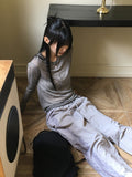 Soun wool tensel cut see-through layered T-shirt
